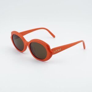 Loewe LW40147F 42E Sunglasses Orange Geometric Frame, Brown Lenses